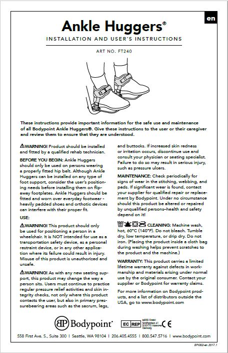 Ankle Huggers Product Instructions